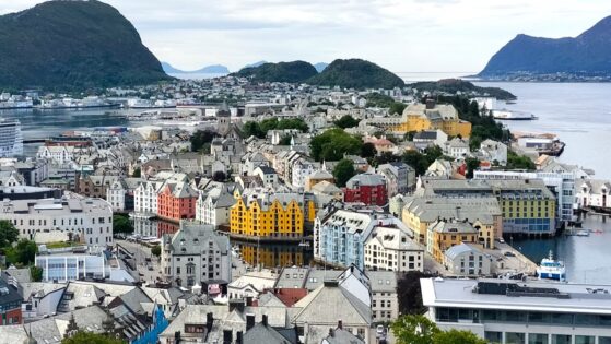 alesund from the top of 418 steps